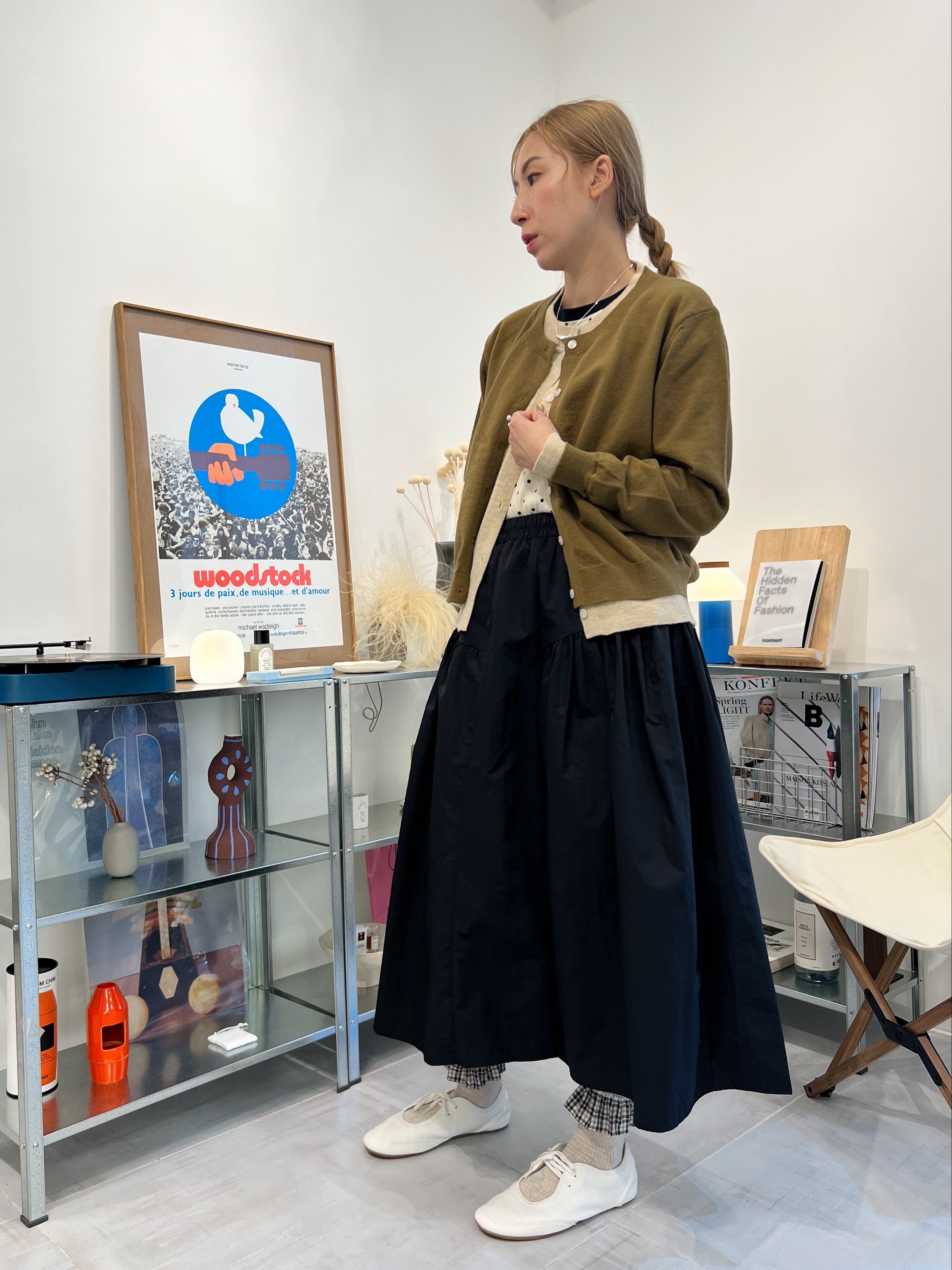 併色cardigan/橄欖+杏