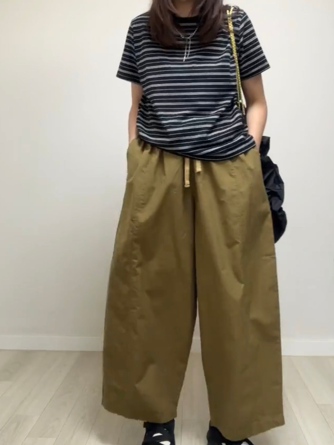 橡根腰Taper褲/啡 (大碼)