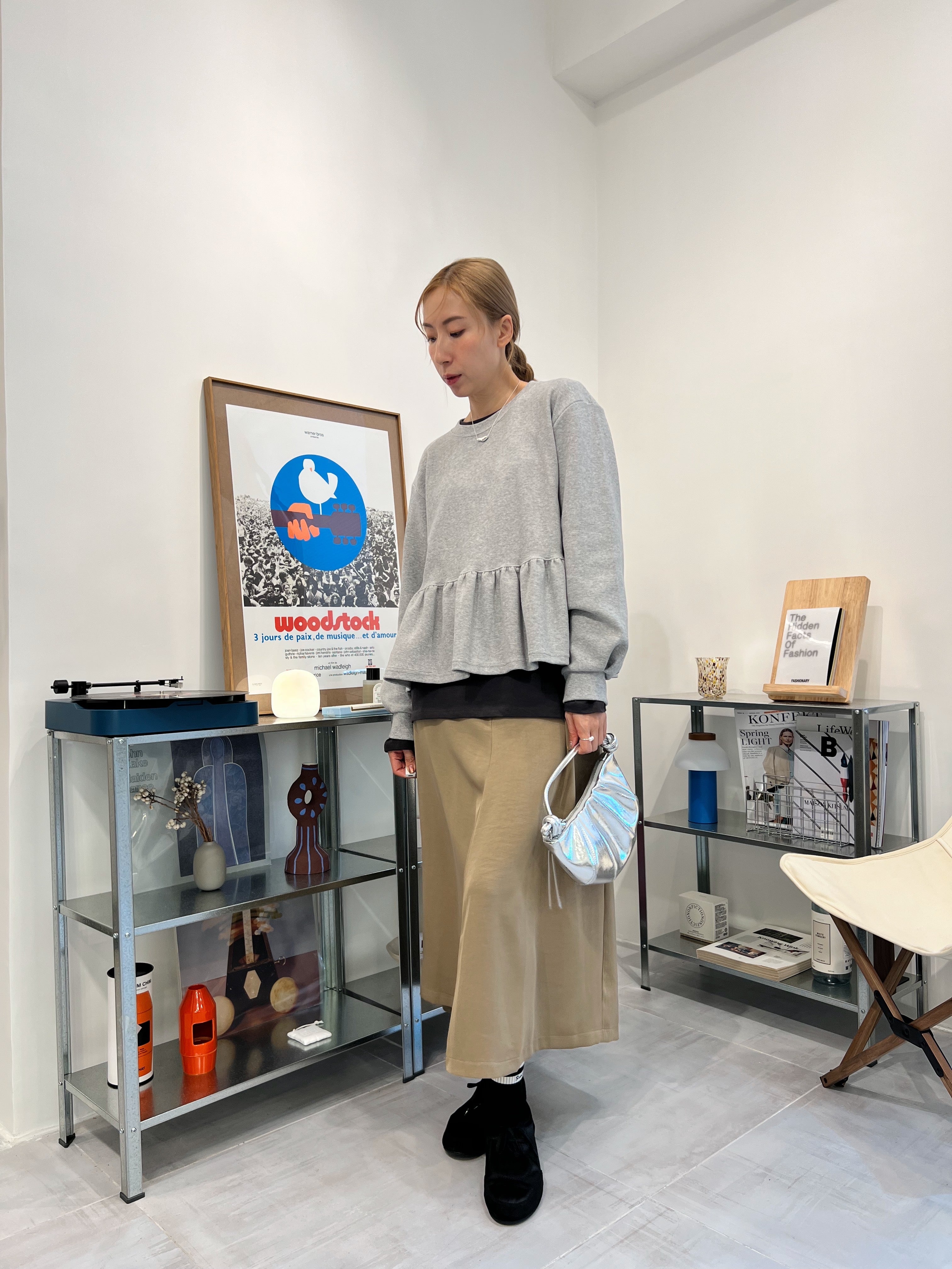 Ruffle衫腳T-shirt/灰