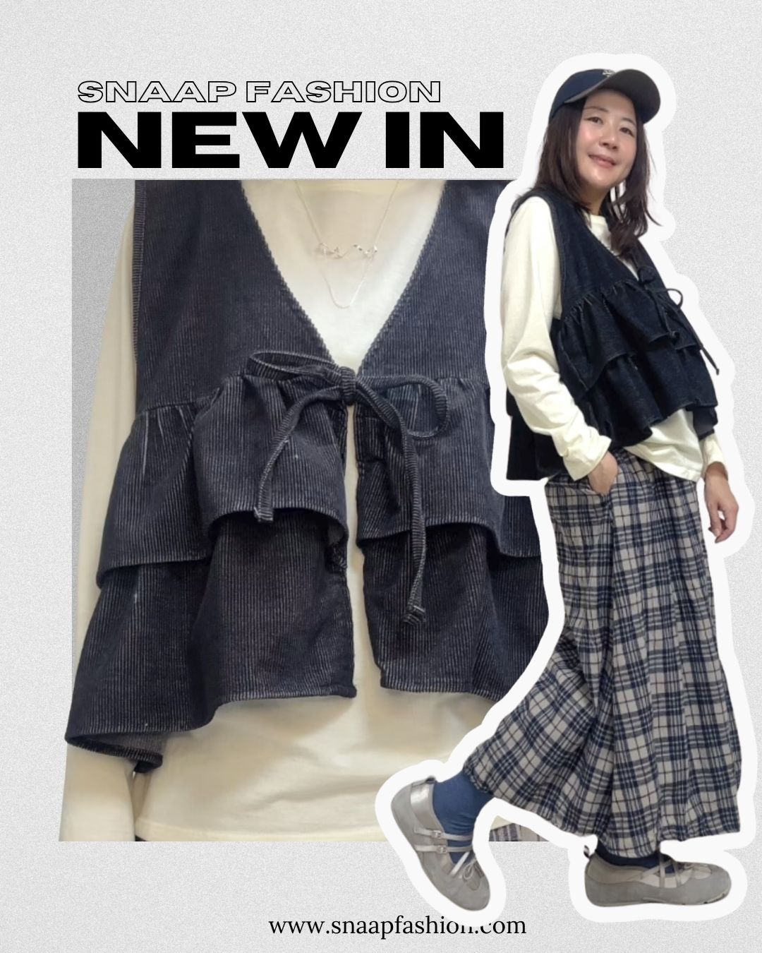 (預購)燈芯絨雙層Ruffle背心/黑