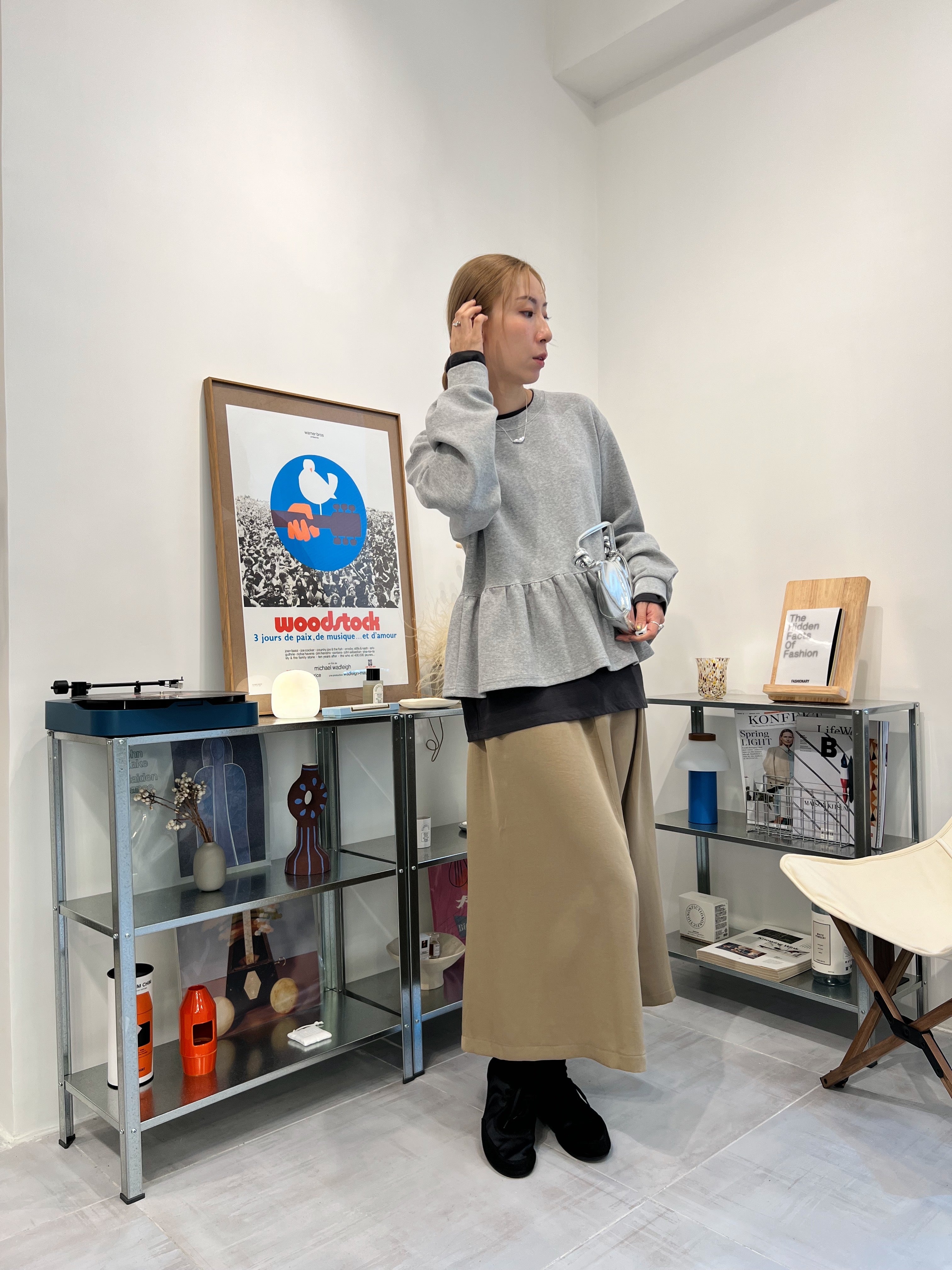 Ruffle衫腳T-shirt/灰