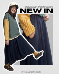 泡泡腳針織裙/深藍