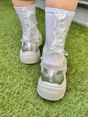 Organza ruffle襪/粉紫