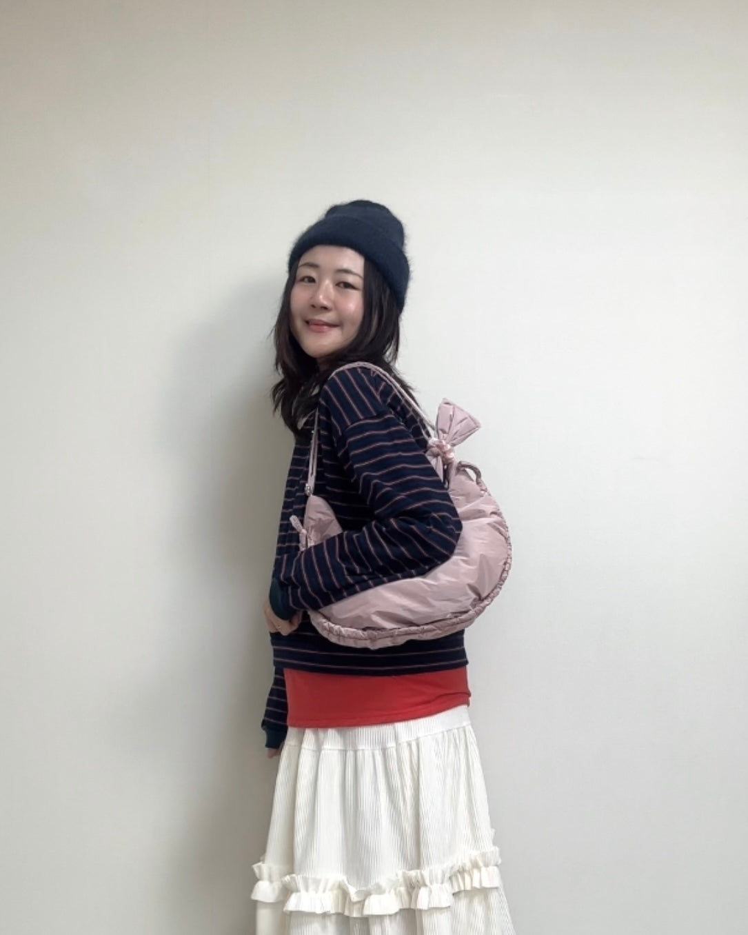 (預購)縮褶微令面手袋/淡粉紅