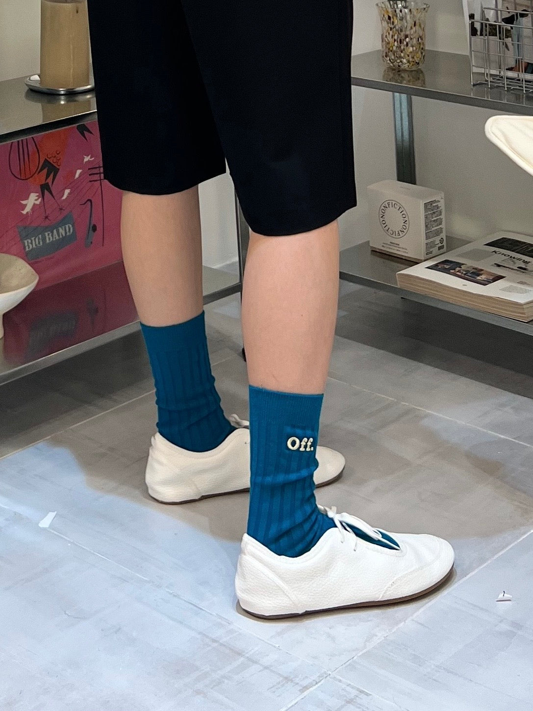 Day Off繡字襪/藍綠