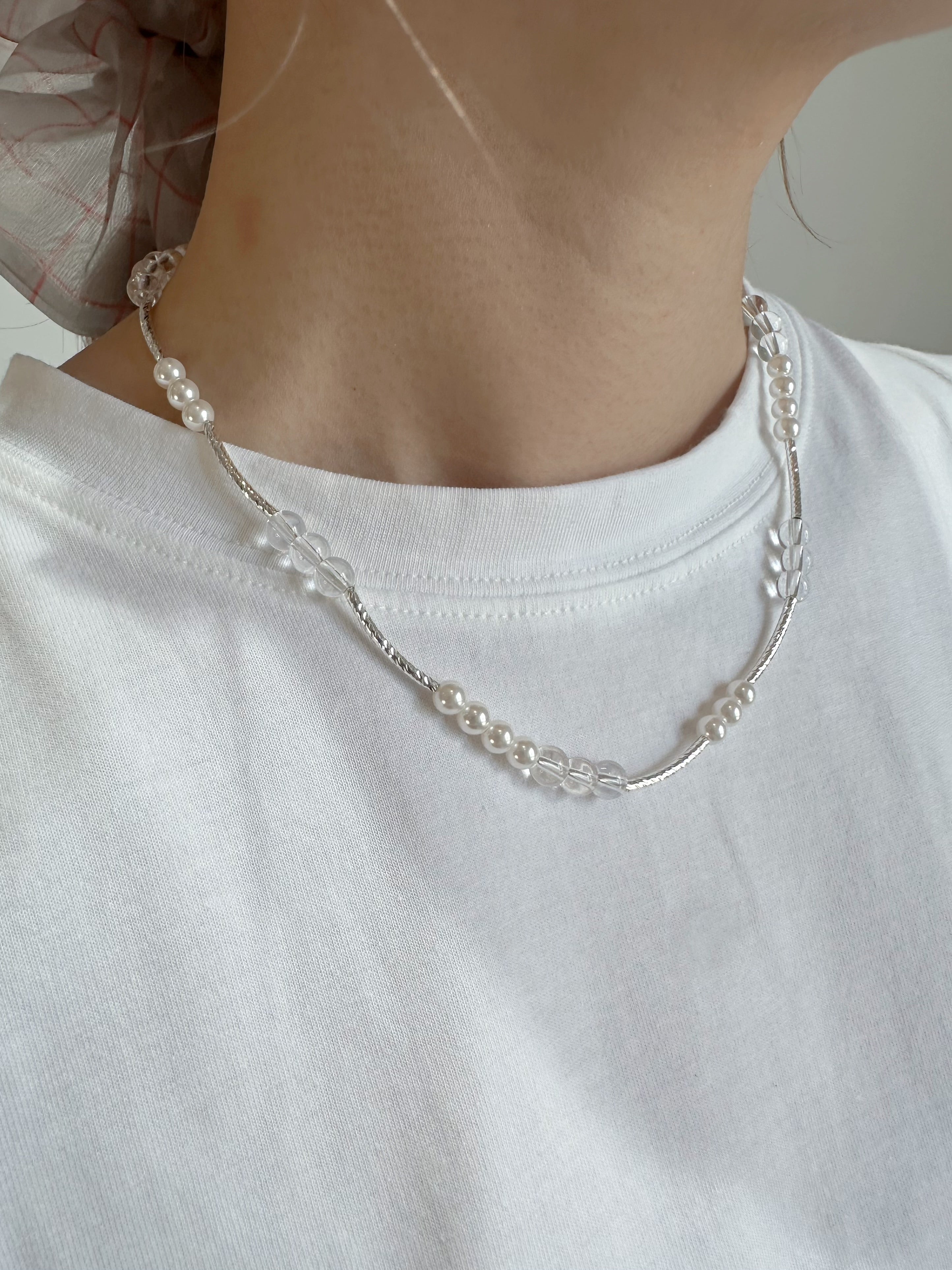 (訂貨：15工作天)珠珠併長條頸鏈