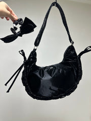 (預購)縮褶微令面手袋/黑