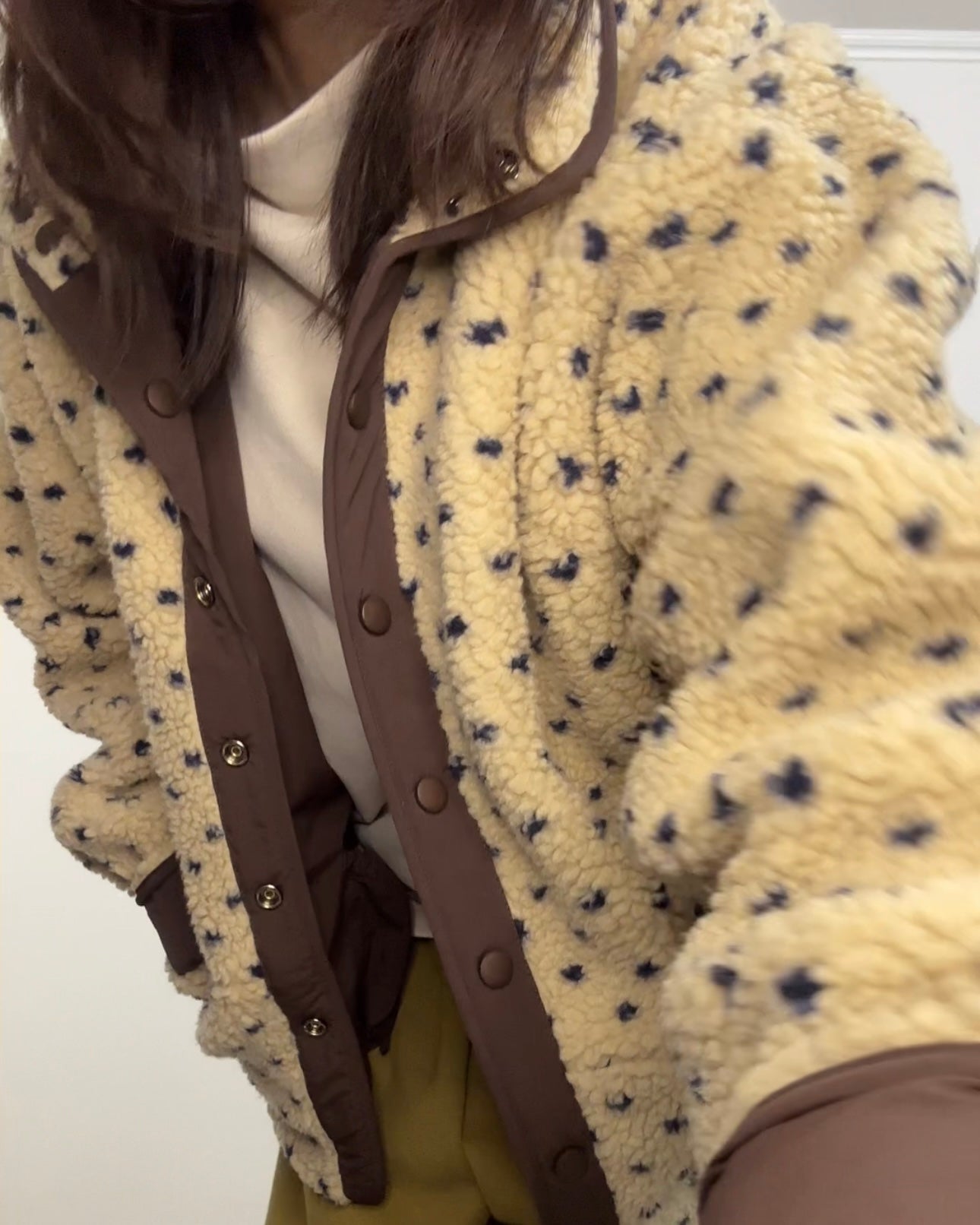 (預購)雙面點點外套/深啡+杏