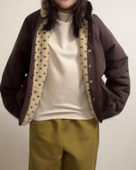 (預購)雙面點點外套/深啡+杏