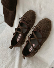 (預購)併布Sporty Mary Jane/啡