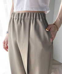 [11.11優惠]摺褶修腳西褲/杏色