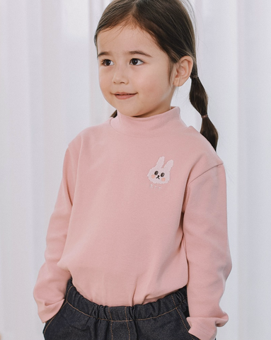Sugar Napped Turtleneck T-shirt-PINK
