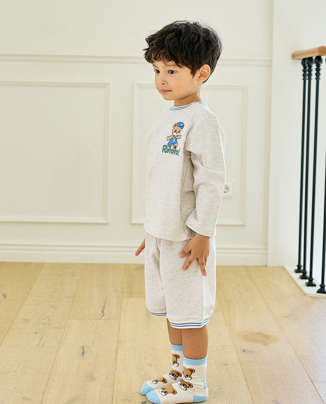 [兩件套] Honey Waffle Short Set-up Blue