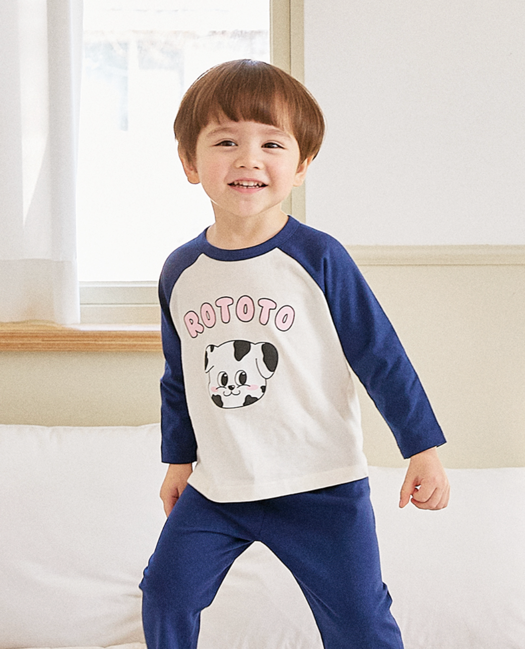 [睡衣兩件套]Honey Raglan Set-up Navy