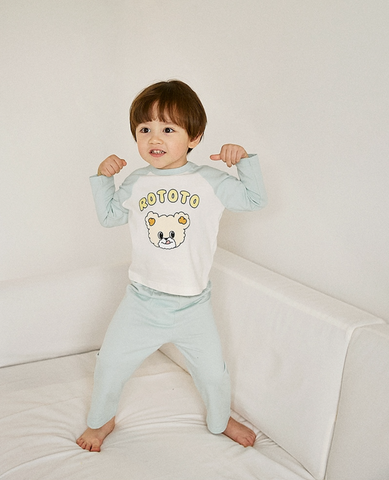 [睡衣兩件套]Honey Raglan Set-up Mint