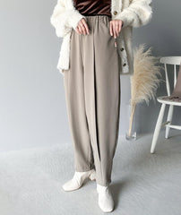 [11.11優惠]摺褶修腳西褲/杏色