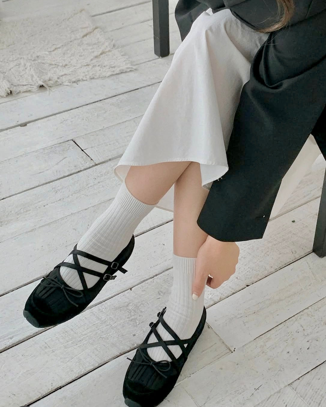 (預購)併布Sporty Mary Jane/黑