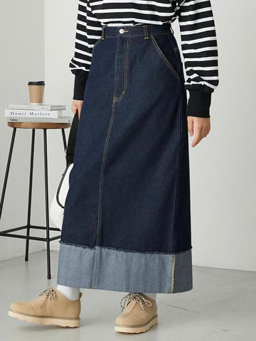 [11.11優惠]反腳級中長牛仔裙