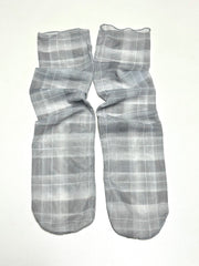 格仔半透襪/灰