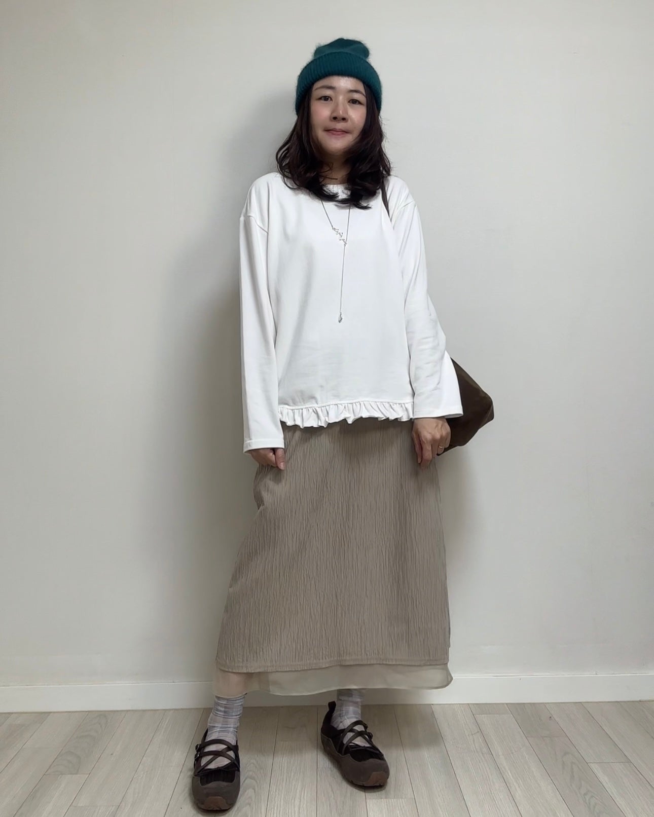 (預購)衫腳Ruffle長T-shirt/白