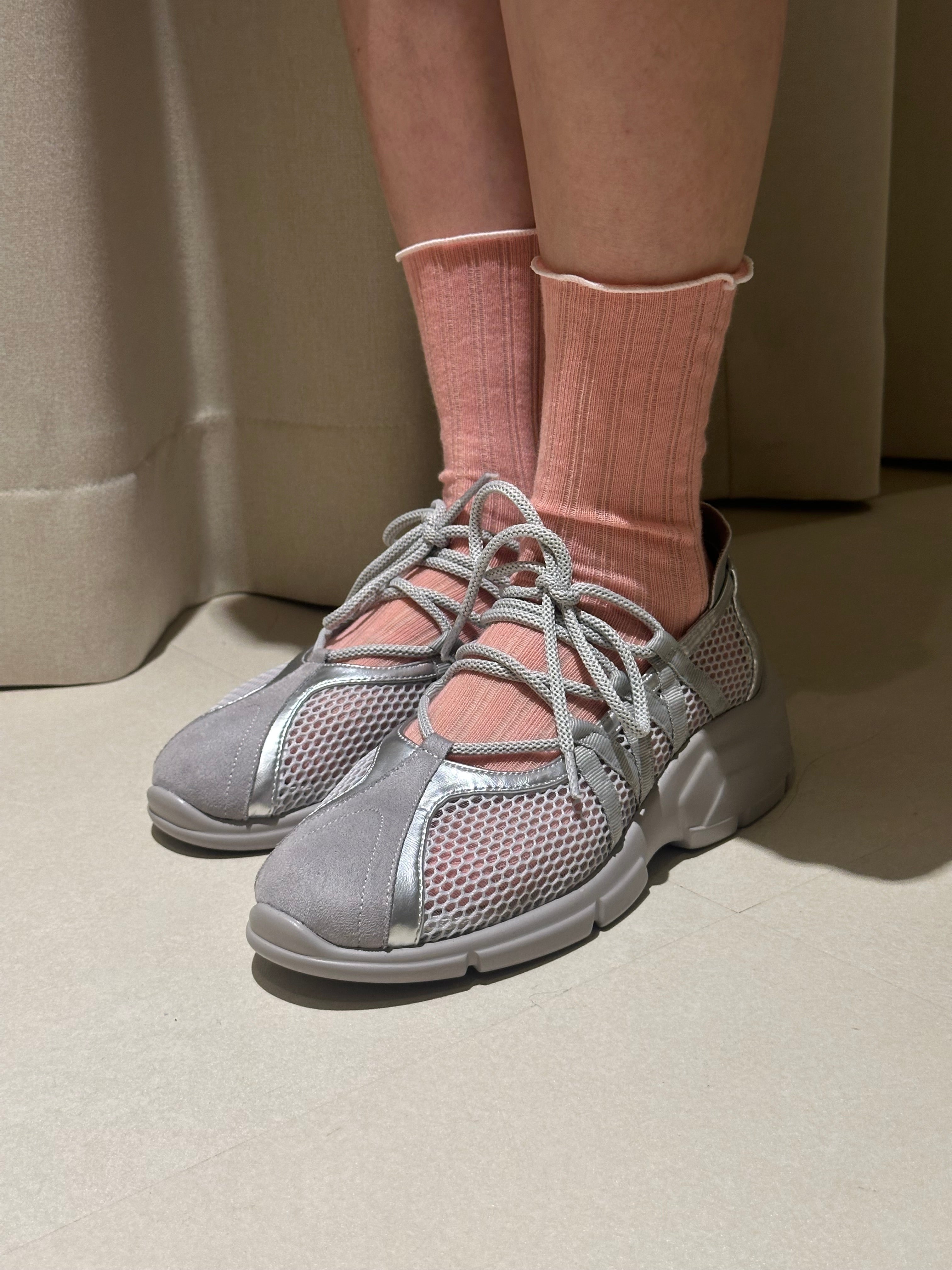 半透花邊襪/粉紅