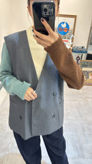 後併恤衫西裝背心/灰