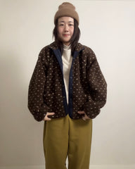 (預購)雙面點點外套/深藍+啡