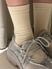 細粒閃片襪/米白