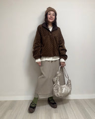 (預購)縮褶微令面手袋/米白