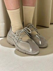 細粒閃片襪/米白