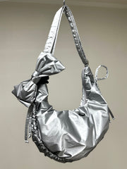 (預購)縮褶微令面手袋/銀