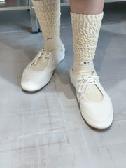 皺皺襪/米白