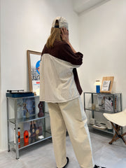 後併布泡泡袖T-shirt/啡