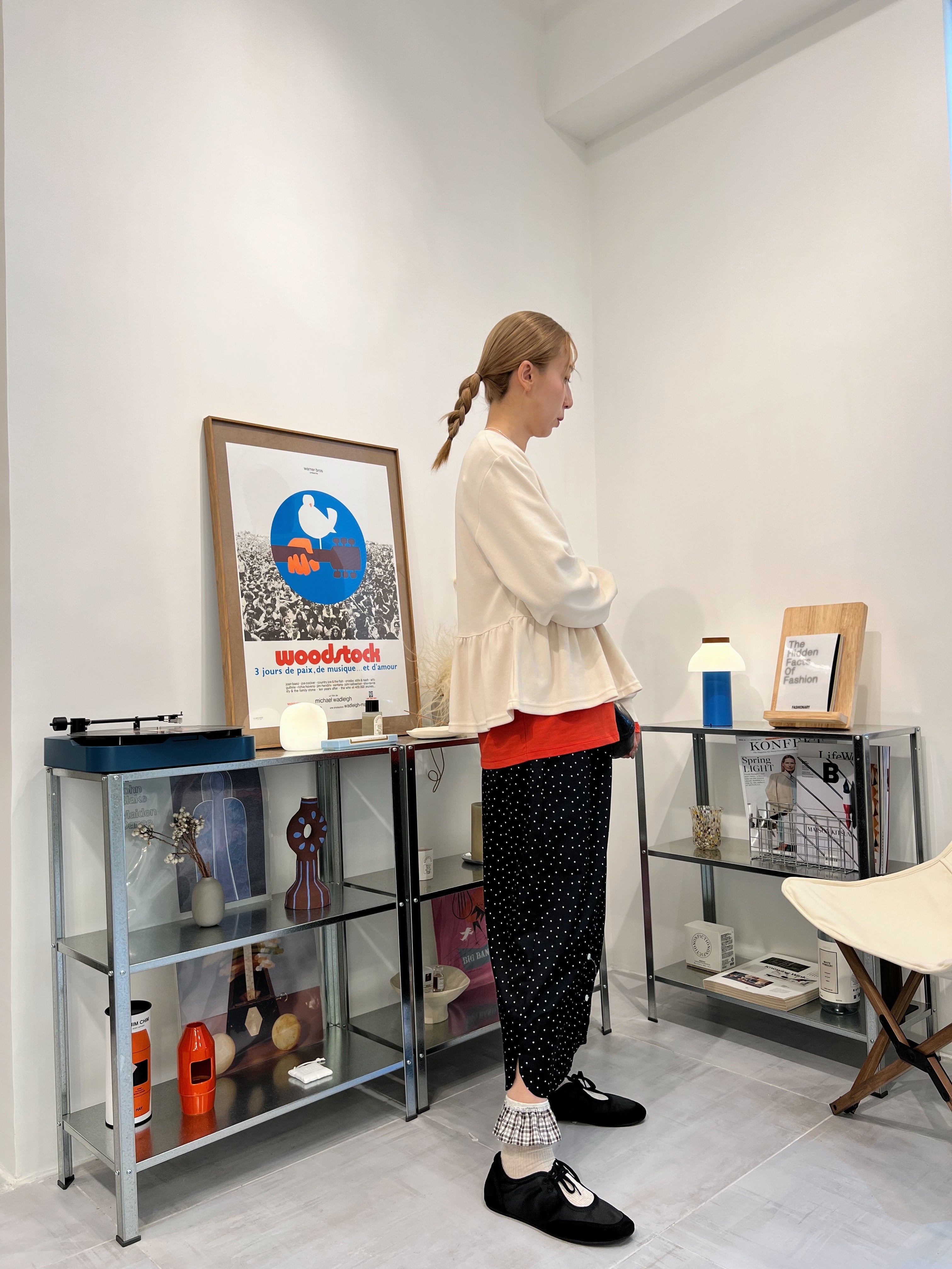 Ruffle衫腳T-shirt/米白