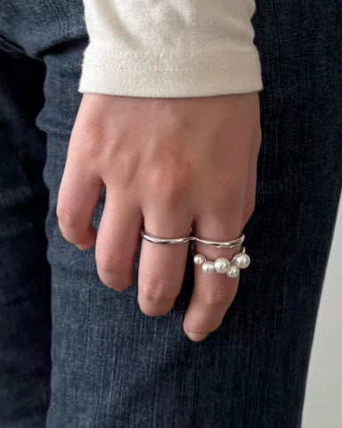 兩指珍珠介指/銀