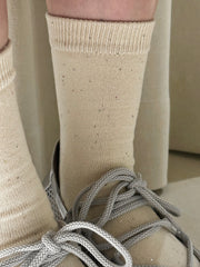 細粒閃片襪/米白