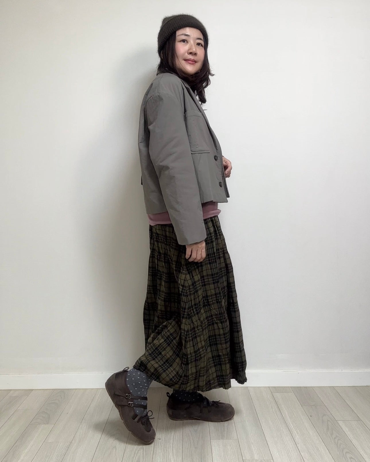 波點文字襪/灰+紅