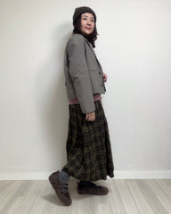 波點文字襪/灰+紅