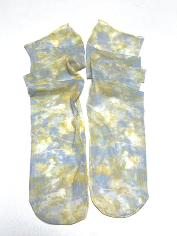 抽像半透襪/黃+藍