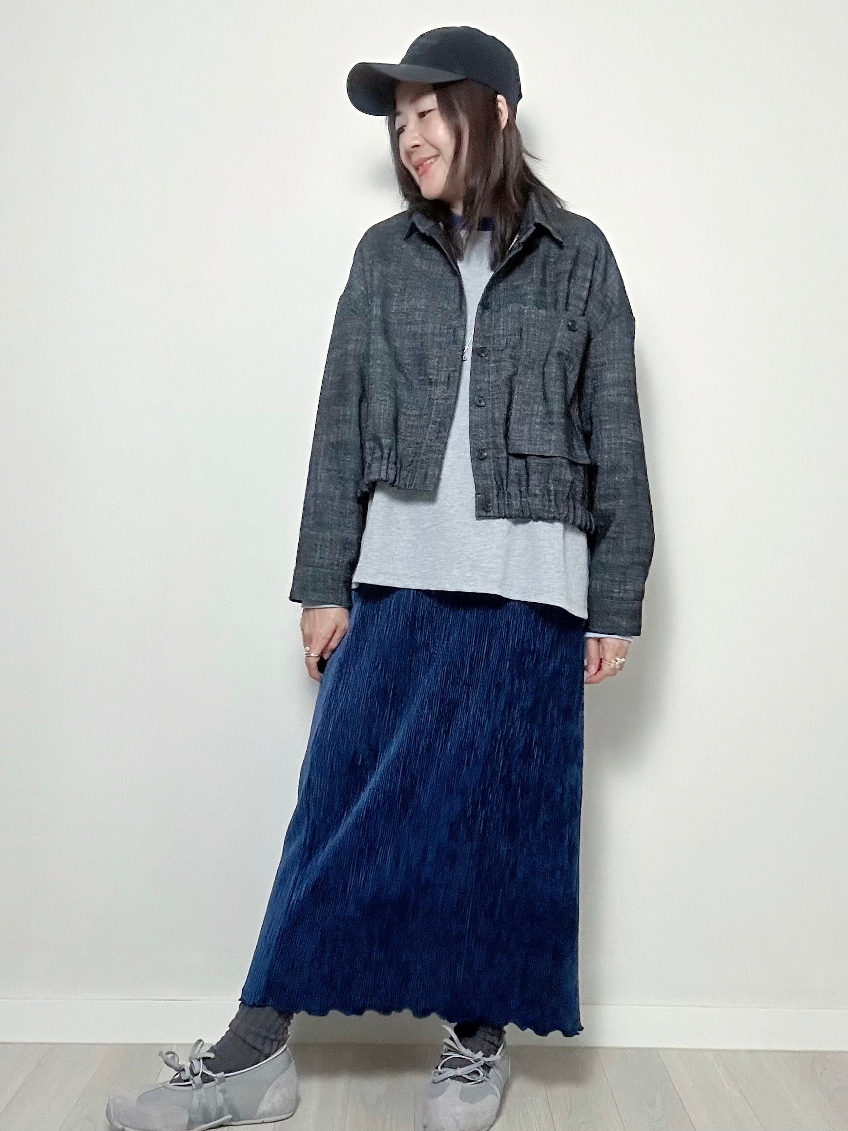 撞色領袖waffle T-shirt/灰