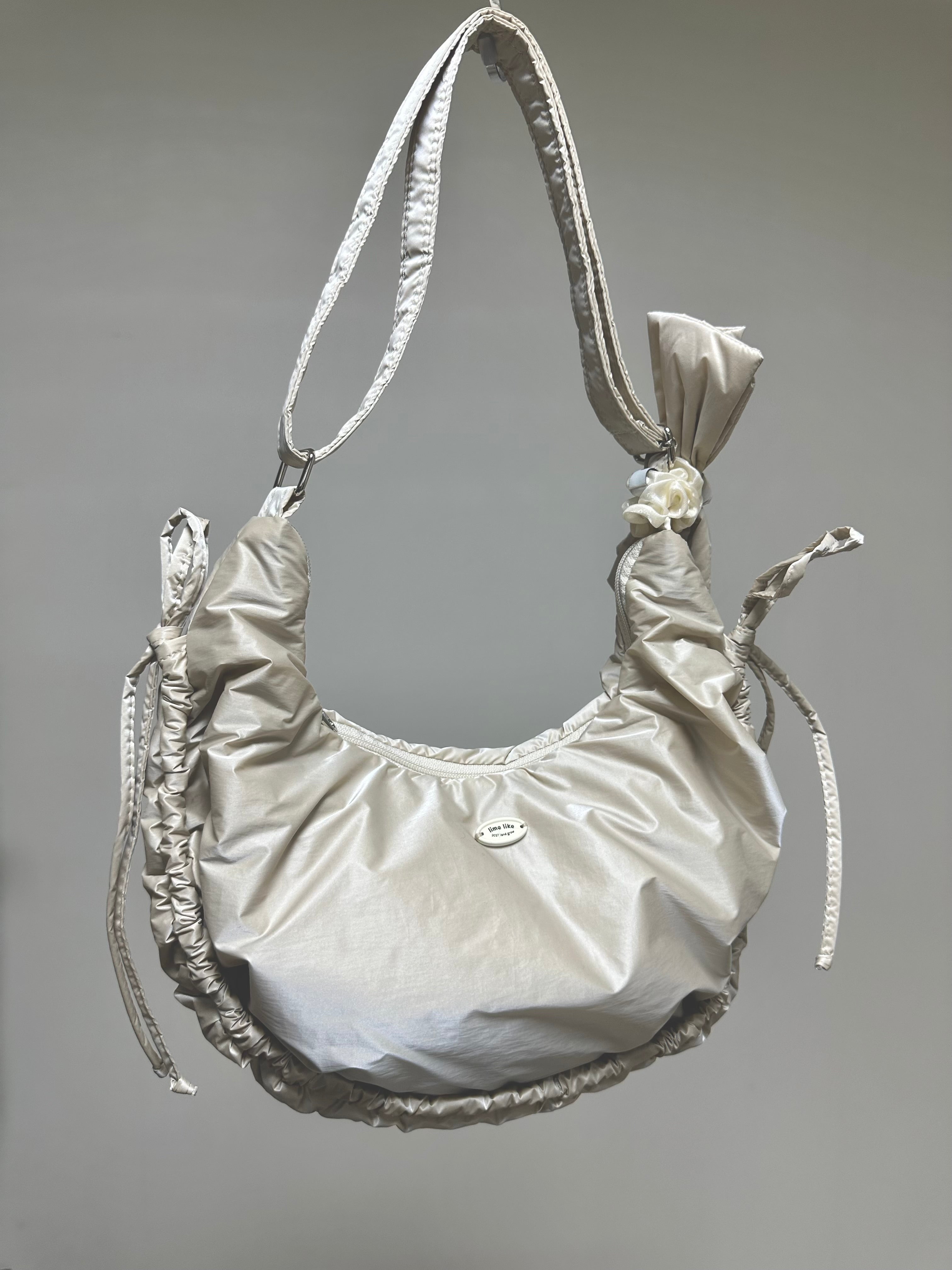 (預購)縮褶微令面手袋/米白