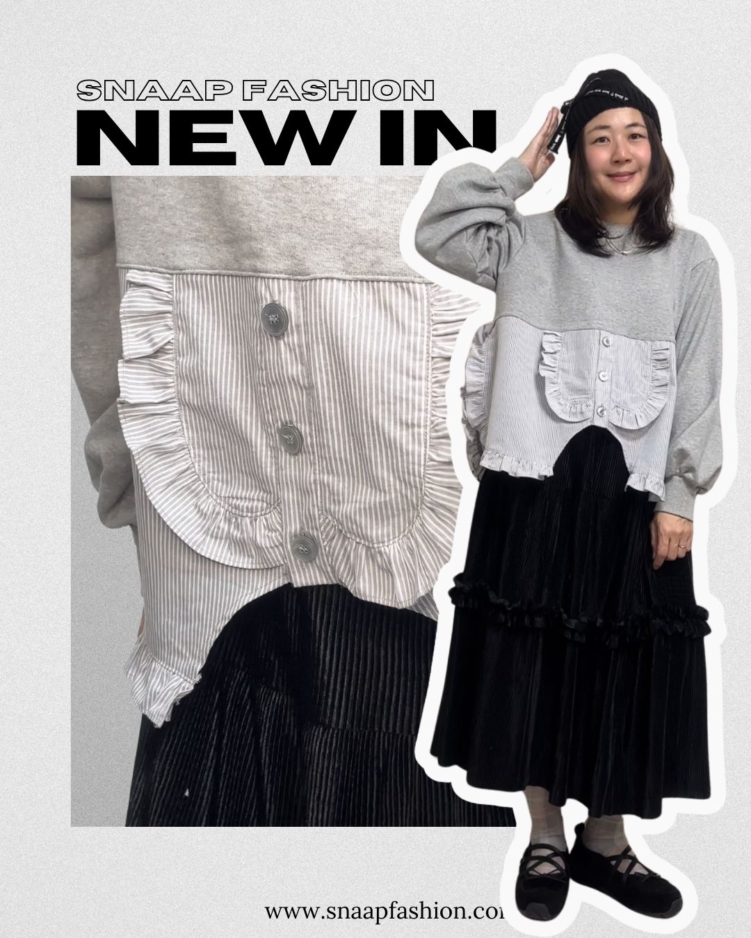 下半Ruffle恤衫衛衣/灰