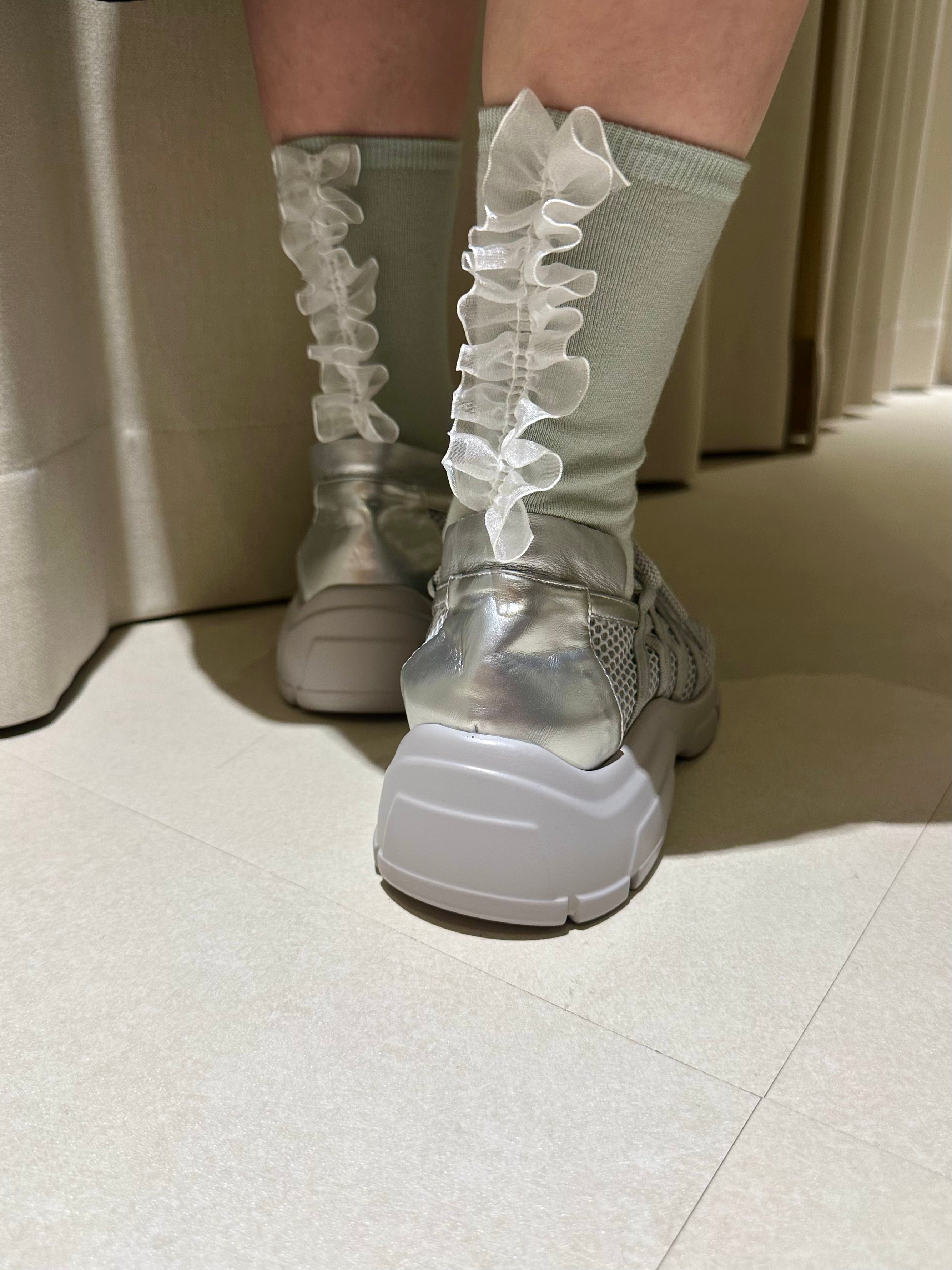 Organza ruffle襪/粉綠