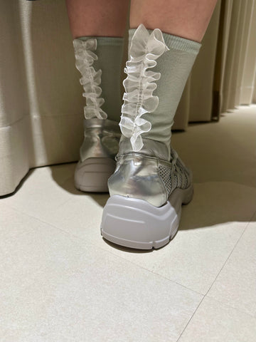 Organza ruffle襪/粉綠