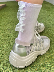 Organza ruffle襪/粉紫