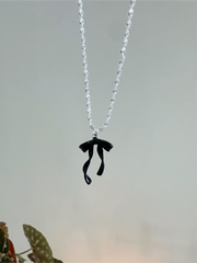 (訂貨：15工作天)黑蝴蝶結頸鏈