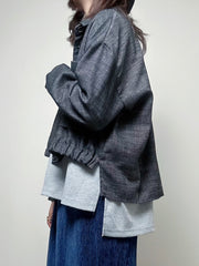 束腳牛仔薄外套/黑