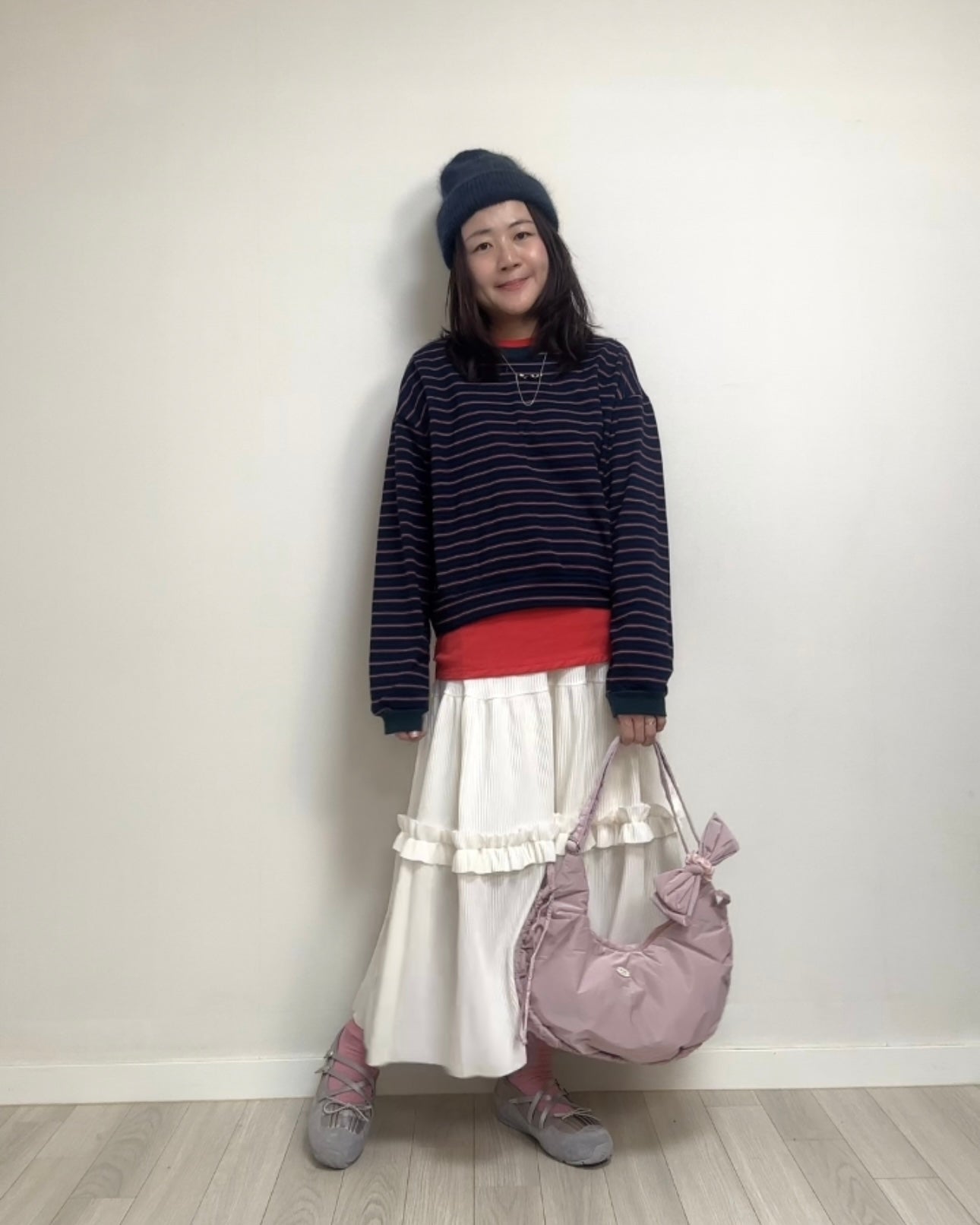 (預購)縮褶微令面手袋/淡粉紅