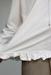 (預購)衫腳Ruffle長T-shirt/白