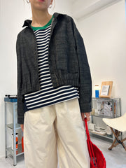 束腳牛仔薄外套/黑